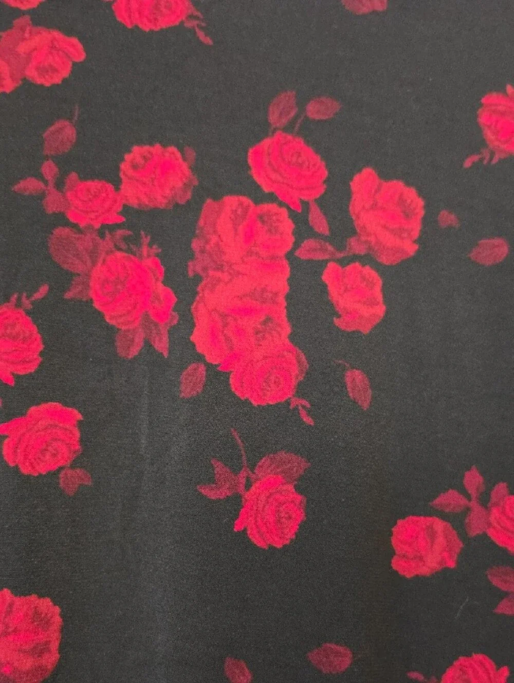 Michael Kors Black Long Sleeve Dress with Red Rose Print